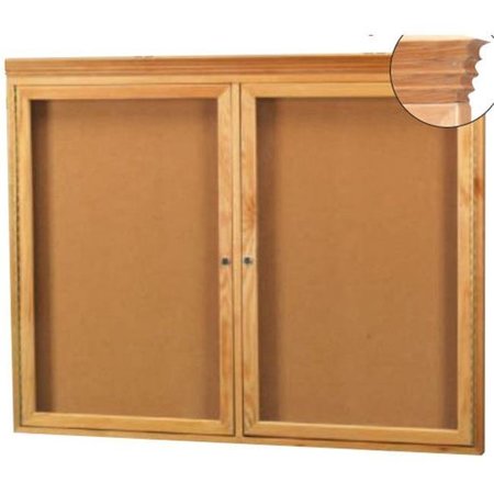 AARCO Aarco Products OBC3660RC Enclosed Bulletin Board with Natural Oak Frame and Crown Molding OBC3660RC